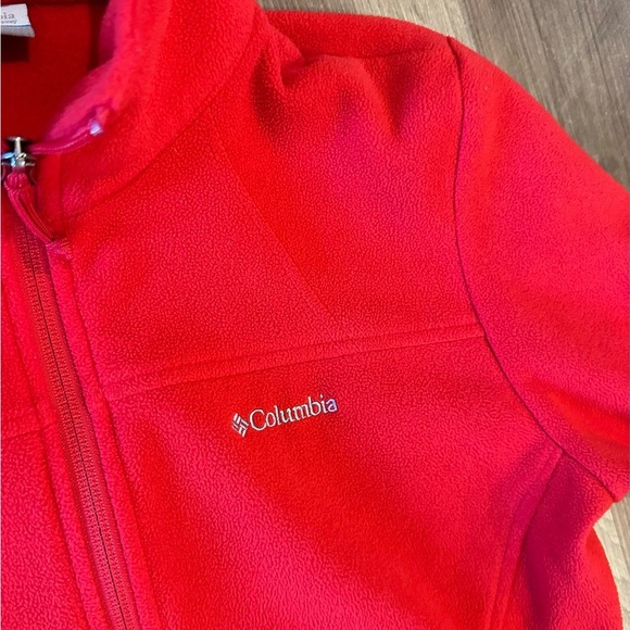 Women’s Columbia Red Fleece Zip Up Jacket  Size Medium - Picture 3 of 3